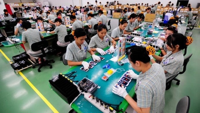 Workers at Samsung Vietnam.