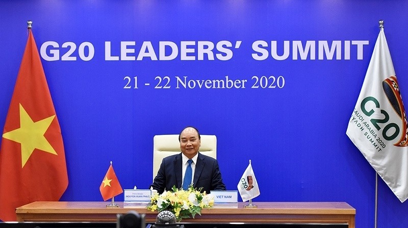 Prime Minister Nguyen Xuan Phuc attends online G20 Summit (Photo: NDO/Tran Hai)