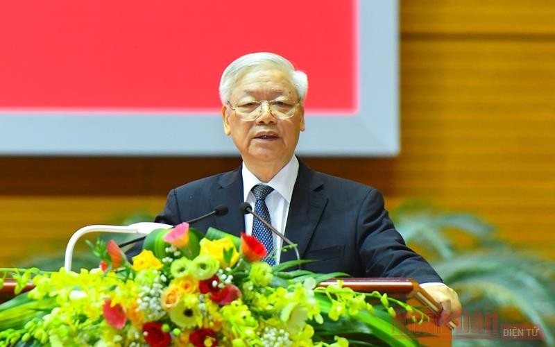 Party General Secretary and State President Nguyen Phu Trong speaks at the conference. (Photo: NDO/Duy Linh)