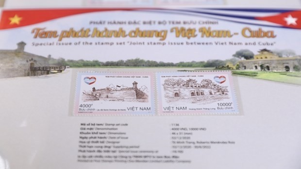 The stamps are expected to contribute to promoting the land, people, history and culture of the two countries. (Photo: VNA)