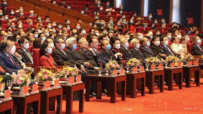 Leaders and former leaders of the Party and State and delegates at the congress. (Photo: NDO)