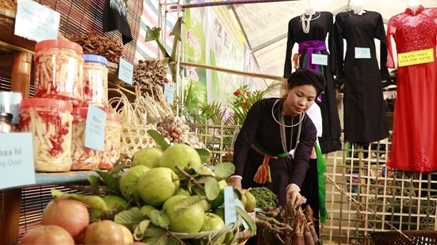 Typical agricultural products of Luc Yen District on display at the programme (Photo: VNA)