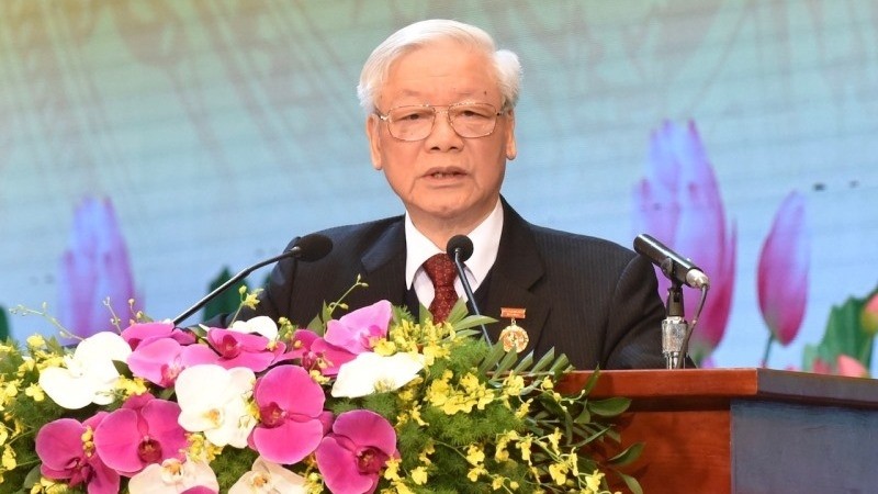 Party General Secretary and State President Nguyen Phu Trong speaks at the congress. (Photo: VNA)