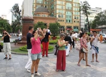International tourists visiting the centre of Ho Chi Minh City