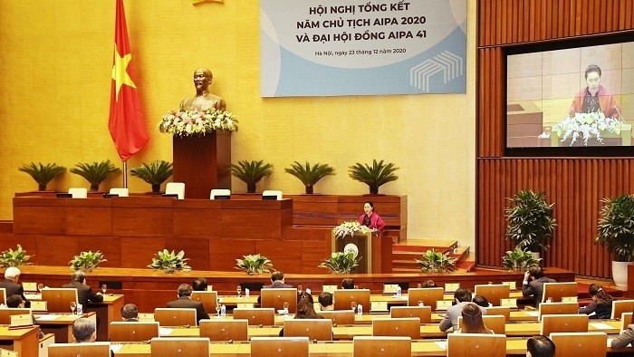 National Assembly Chairwoman Nguyen Thi Kim Ngan speaks at the conference. (Photo: VNA)