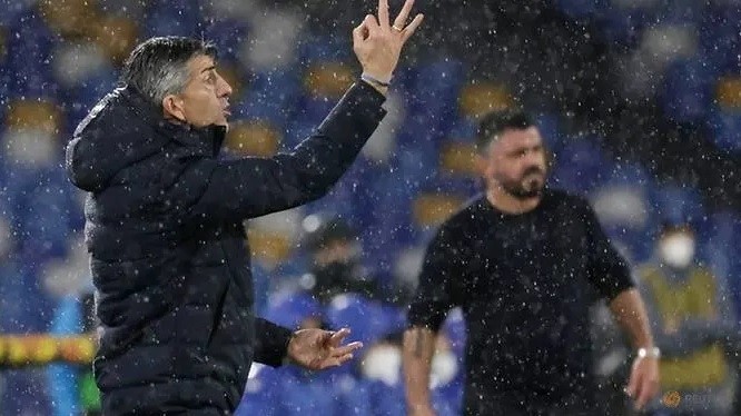 FILE PHOTO: Soccer Football - Europa League - Group F - Napoli v Real Sociedad - Stadio Diego Armando Maradona, Naples, Italy - December 10, 2020 Real Sociedad coach. (Reuters)
