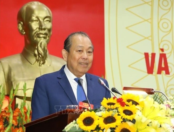 Permanent Deputy Prime Minister Truong Hoa Binh speaks at the conference. (Photo: VNA)