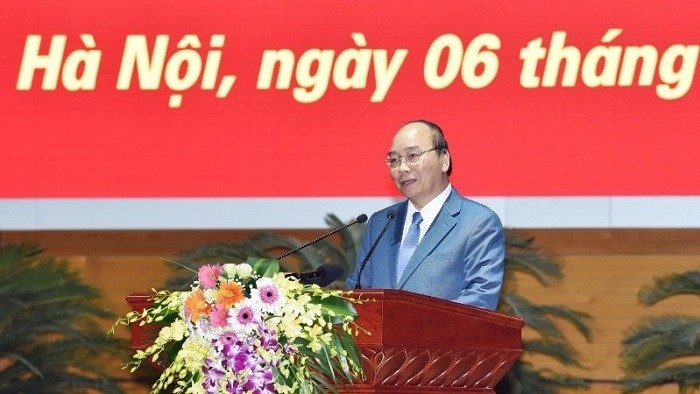 Prime Minister Nguyen Xuan Phuc delivers a speech at the National Health Conference in Hanoi on January 6, 2021. (Photo: NDO/Tran Hai)