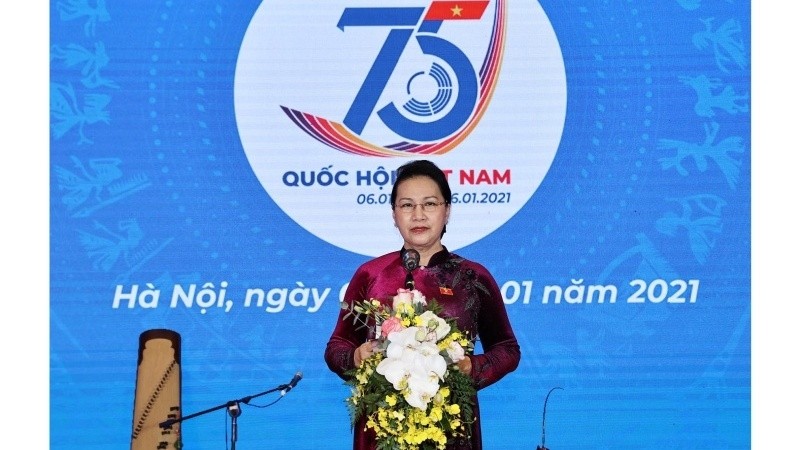 NA Chairwoman Nguyen Thi Kim Ngan speaks at the event. (Photo: Trong Duc)