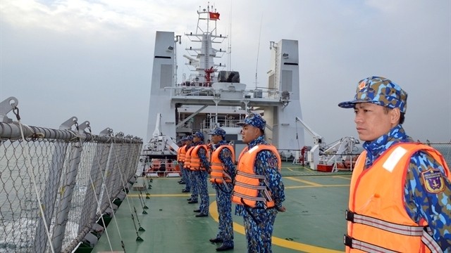 Vietnamese coast guards took part in a joint patrol in the Gulf of Tonkin with their Chinese counterparts. (Photo: VNA)