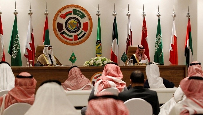 Secretary-General of the Gulf Cooperation Council (GCC) Nayef Falah al-Hajraf and Saudi Arabia's Foreign Minister Prince Faisal bin Farhan Al Saud speak during a joint news conference at the Gulf Cooperation Council's (GCC) 41st Summit in Al-Ula, Saudi Arabia, January 5, 2021. (Photo: Reuters)