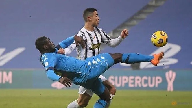 Juventus' Cristiano Ronaldo in action with Napoli's Kalidou Koulibaly. (Reuters)