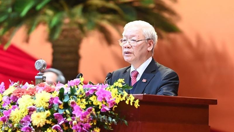 Party General Secretary and State President Nguyen Phu Trong delivers the closing remarks of the 13th National Party Congress on February 1, 2021. (Photo: NDO/Duy Linh)