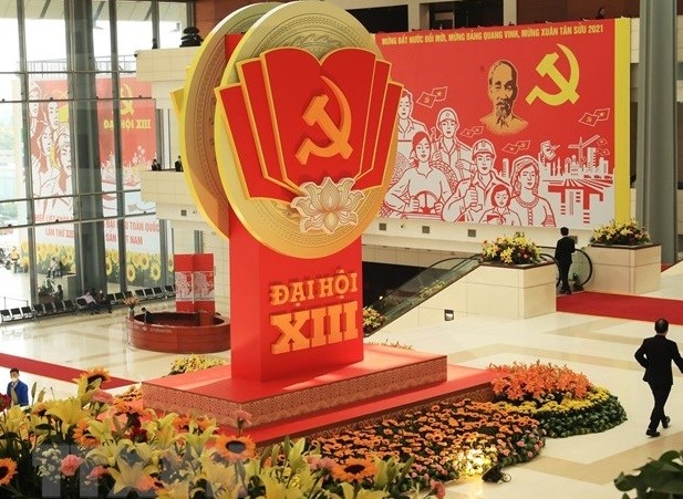A corner of the National Convention Centre in Hanoi, where the 13th National Party Congress is taking place. (Photo: VNA)