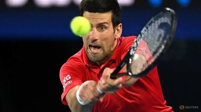 Tennis - ATP Cup - Melbourne Park, Melbourne, Australia, February 5, 2021 Serbia's Novak Djokovic in action during his group stage match against Germany's Alexander Zverev. (Reuters)