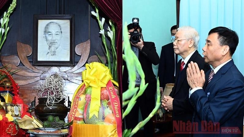 Party General Secretary and State President Nguyen Phu Trong offers incense to President Ho Chi Minh. (Photo: NDO)