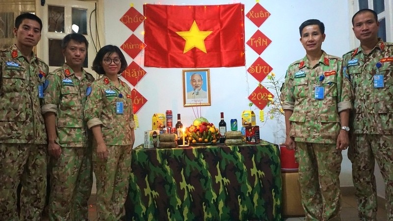 Vietnamese soldiers on a peacekeeping mission Central Africa celebrate the Lunar New Year.