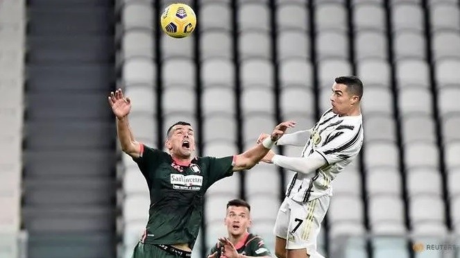 Soccer Football - Serie A - Juventus v Crotone - Allianz Stadium, Turin, Italy - February 22, 2021 Juventus' Cristiano Ronaldo scores their second goal. (Reuters)