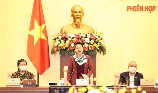 NA Chairwoman Nguyen Thi Kim Ngan addresses the closing of the 53rd session of NA Standing Committee (Photo: VNA)