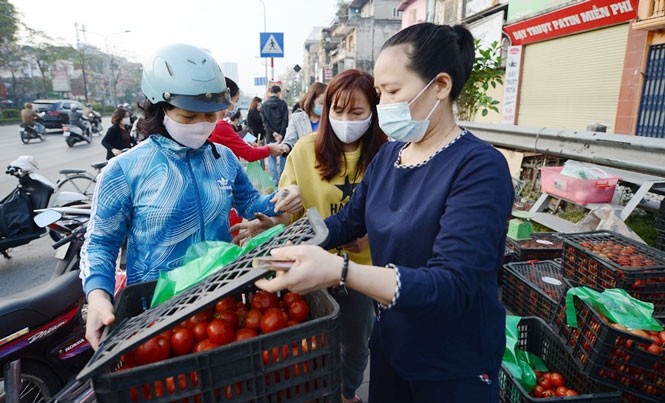 Hanoi people join hands in consuming agricultural products from Hai Duong Province. (Photo: Hanoimoi)