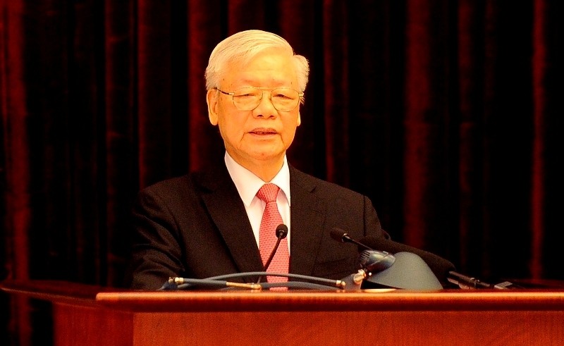 Party General Secretary and State President Nguyen Phu Trong speaks at the session.