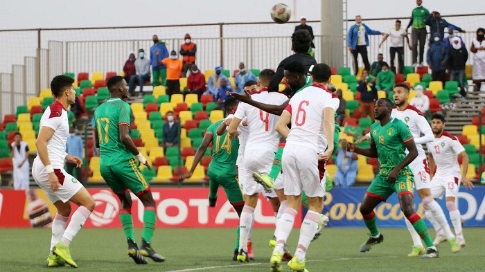 Players of Mauritania and Morocco in action. (Photo: cafonline)