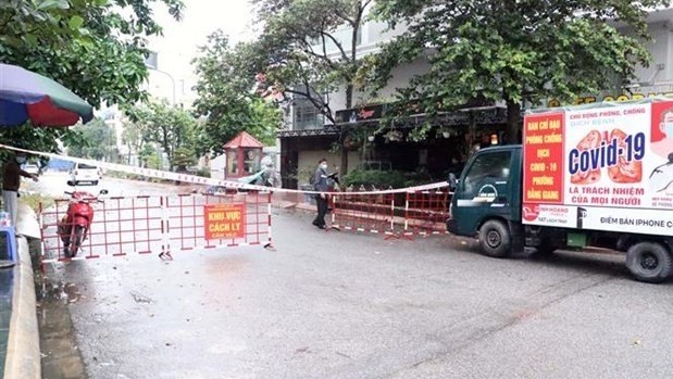 The area around a hotel in Hai Phong city where the patient had stayed at was blockaded. (Photo: VNA)