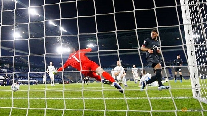 Soccer Football - World Cup Qualifiers Europe - Group J - Germany v Iceland - MSV-Arena, Duisburg, Germany - March 25, 2021 Germany's Kai Havertz scores their second goal as Iceland's Hannes Halldorsson attempts to make a save. (Reuters)