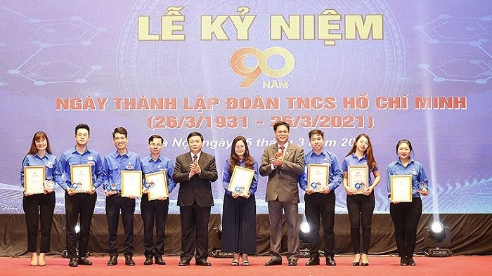 Typical youth unions secretaries commended at the ceremony. (Photo: NDO/Linh Phan)