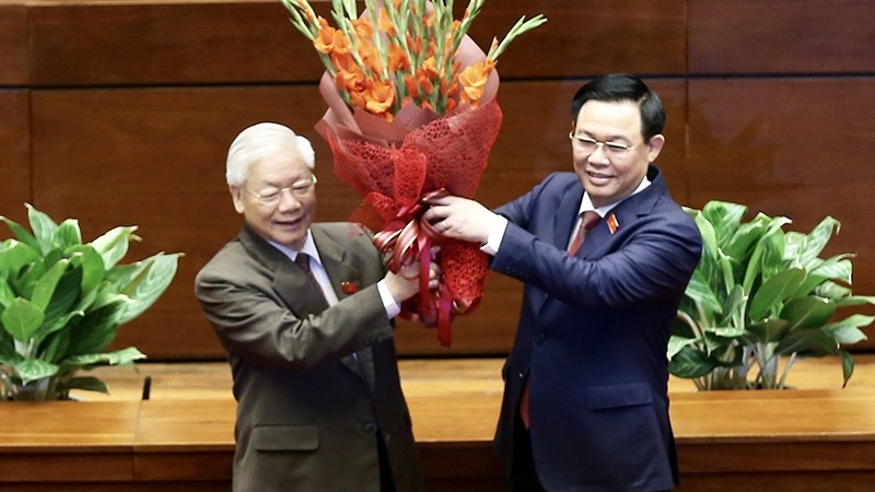 National Assembly Chairman Vuong Dinh Hue and General Secretary Nguyen Phu Trong