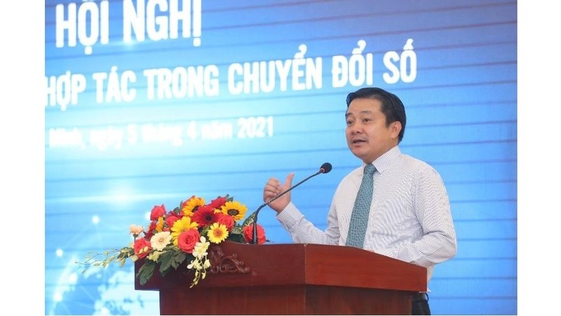 Acting General Director of VNPT Huynh Quang Liem speaks at the conference. (Photo: NDO/Thai Linh)