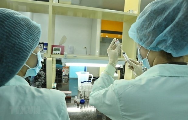 Employees of the Company for Vaccine and Biological Production No 1 work on a COVID-19 vaccine candidate (Photo: VNA)