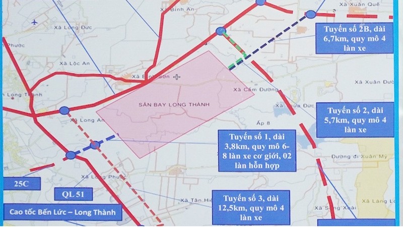 The maps of roads connecting to Long Thanh Airport