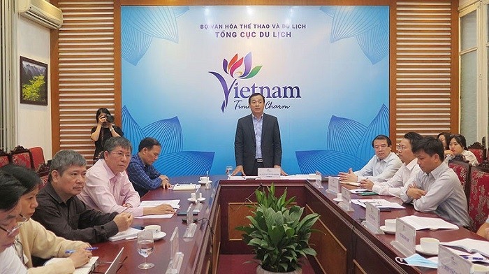 Director General of the Vietnam National Administration of Tourism Nguyen Trung Khanh speaking at the event. 