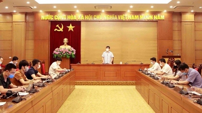 A press conference on COVID-19 developments and the implementation of preventive measures in Vinh Phuc Province on May 5, 2021. (Photo: NDO/Ha Hong Ha)
