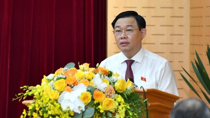 National Assembly Chairman Vuong Dinh Hue speaking at the ceremony (Photo: Duy Linh)