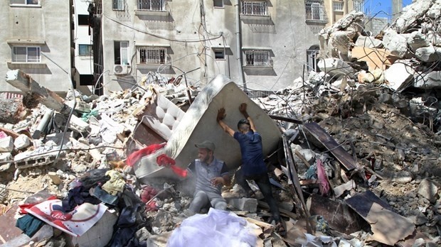 Aftermath of a recent strike in the Gaza Strip (Photo: Xinhua/VNA)