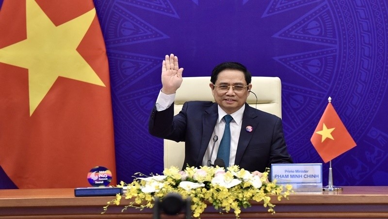 Prime Minister Pham Minh Chinh at the virtual P4G Summit (Photo: Tran Hai)