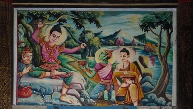 The art of painting on walls and ceiling originated from the Khmer ethnic minority in the provinces of An Giang, Kien Giang, Soc Trang, Tra Vinh, and Bac Lieu. (Photo courtesy of Soc Trang Literature & Arts Association)