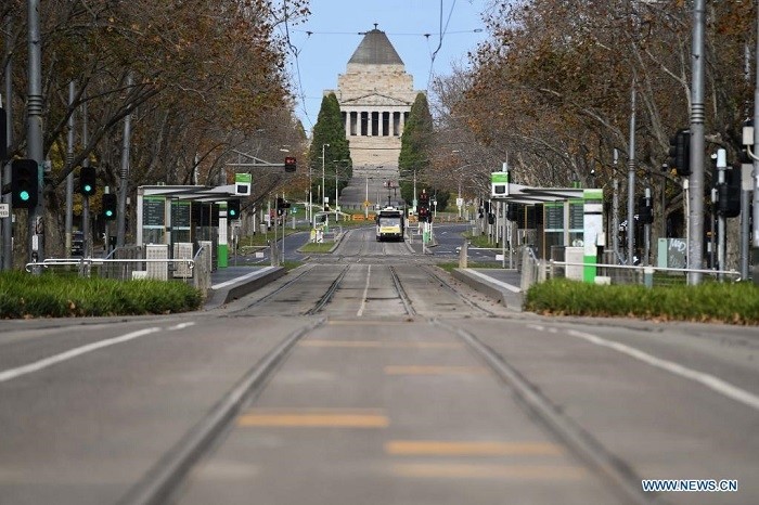 Photo taken on May 28, 2021 shows an empty street in Melbourne, Australia. (Photo: Xinhua)