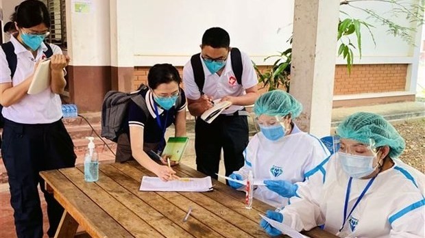 A site for COVID-19 vaccination in Luang Prabang, Laos (Photo: Xinhua/VNA)
