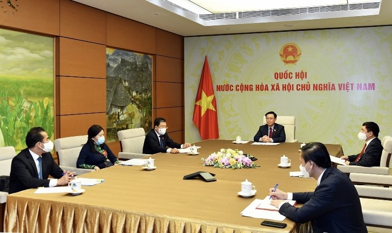 National Assembly Chairman Vuong Dinh Hue holds online talks with President of the Russian Federal Council (upper house) Valentina Ivanovna on June 8.