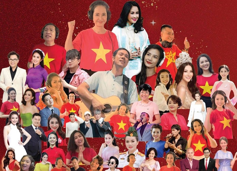 Artists participating in the MV "Vietnam's Power". (Photo: hanoimoi)